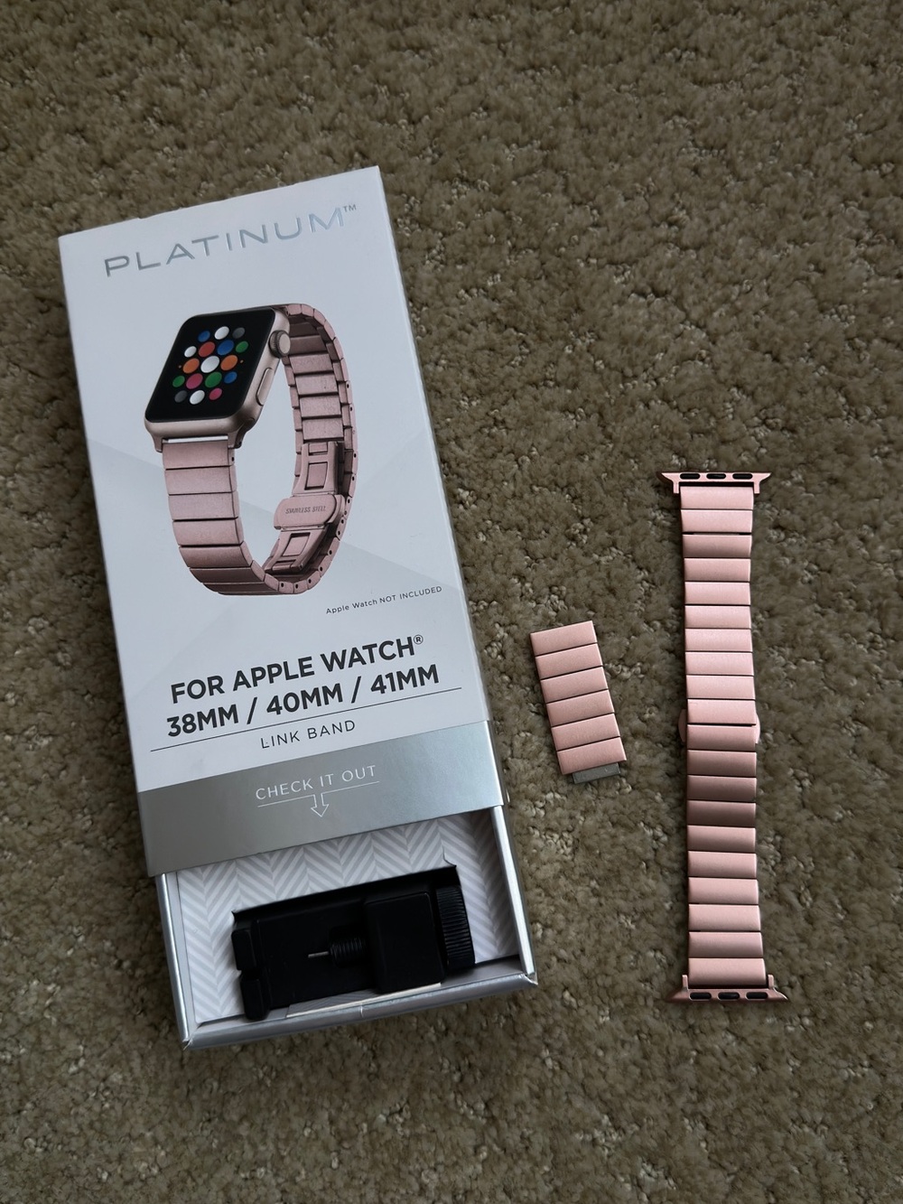 Platinum Rose Gold Link Band for Apple Watch (38/40/41mm)